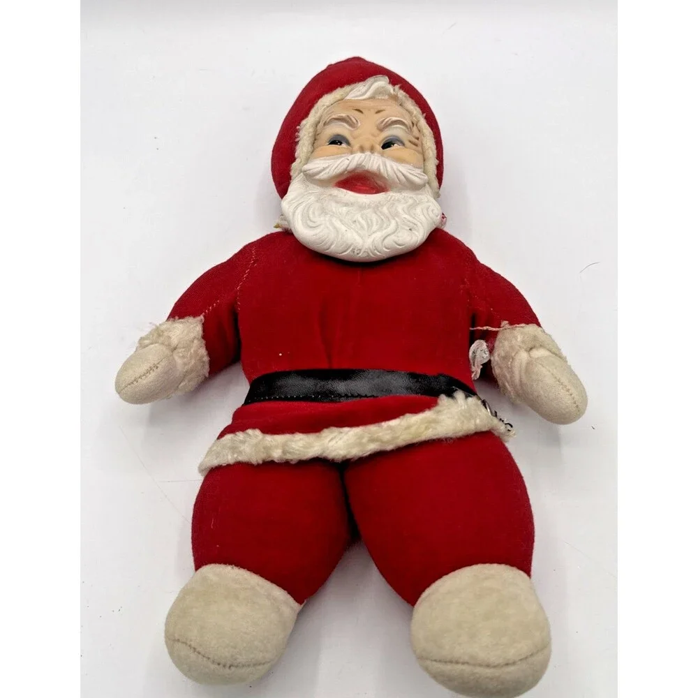 Vintage Rushton Co Rubber Face & Beard Santa Claus Plush Figure/Doll 14”